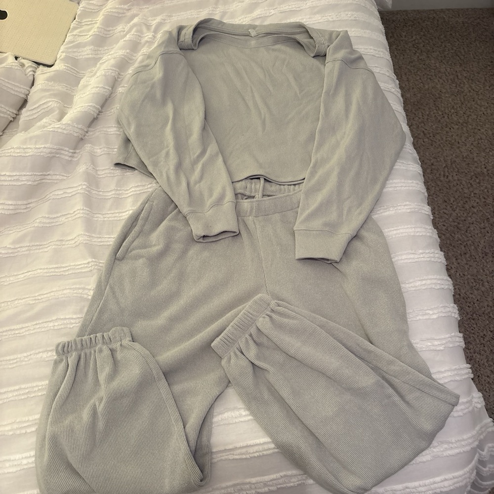 Hollister Light Gray Ribbed Lounge Set
